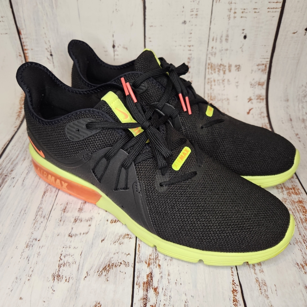 Nike Air Max Sequent 3 / Mens Size 10.5 / Black, Yellow, & Orange